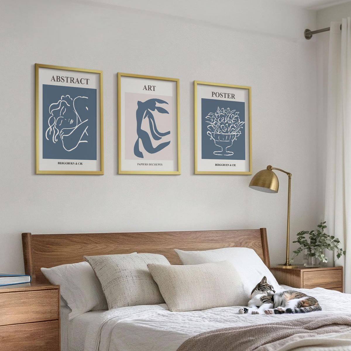 BILDER SET 3er Set - 40x60 cm Goldrahmen - Matisses stilvolle abstrakte Muster - Goldfarben, Kunststoff (40/60cm) - TULUP