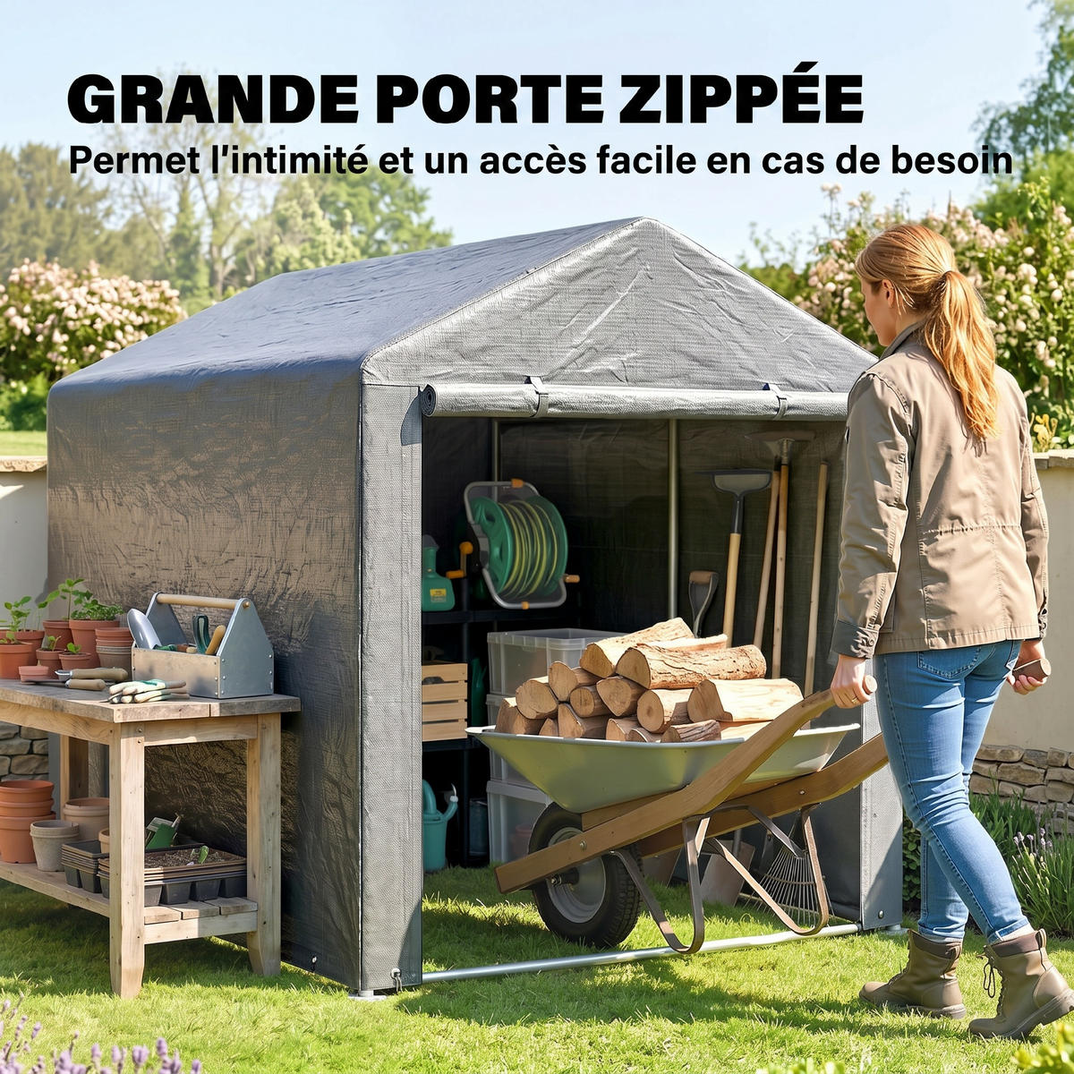 CARPORT Grau 1 Stück - Grau, Kunststoff/Metall (160/172/218cm) - GiPP