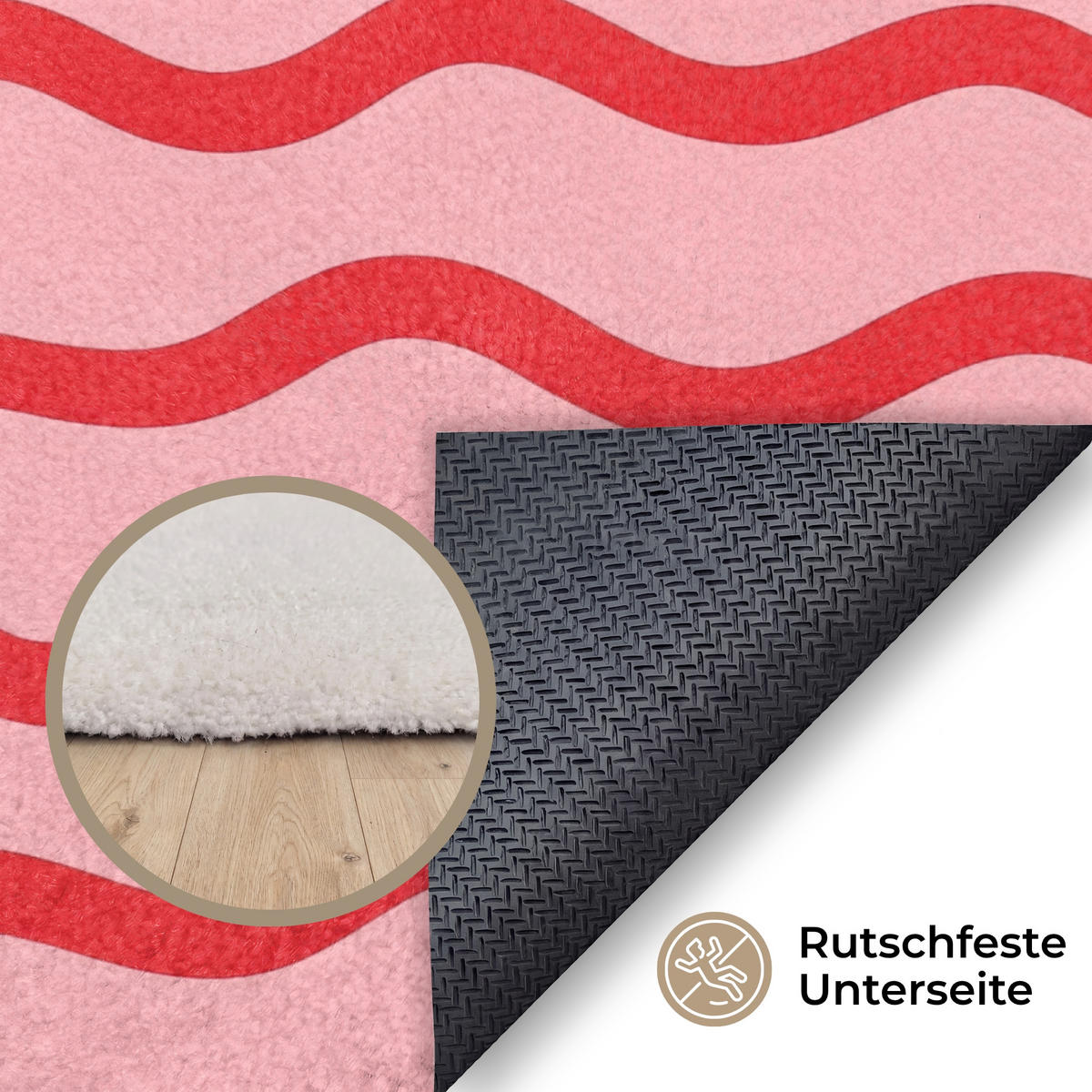 TEPPICH - Verspielt - Muster - Rot - 200x140 cm - Rot, Kunststoff/Textil (200/0.4cm) - OnlyWow
