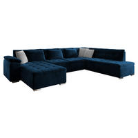 WOHNLANDSCHAFT Niko Bis, Seite: Links - Dunkelblau, Holz/Textil (348/76/205cm) - MIRJAN24