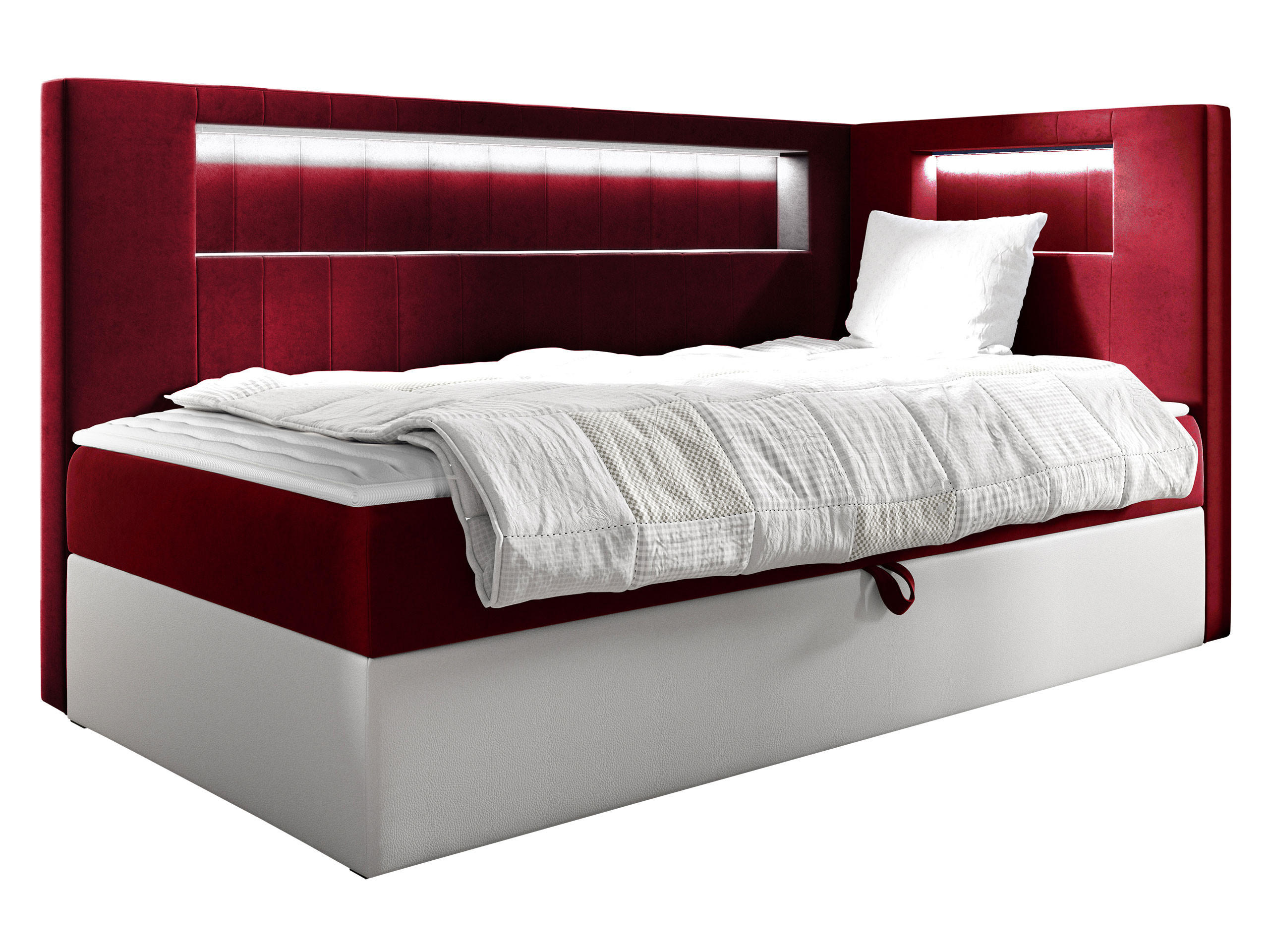 BOXBETT Gold Junior 3, Seite zum Öffnen des Bettkastens: Rechts - Rot/Weiß, Holz (90/200cm) - MIRJAN24