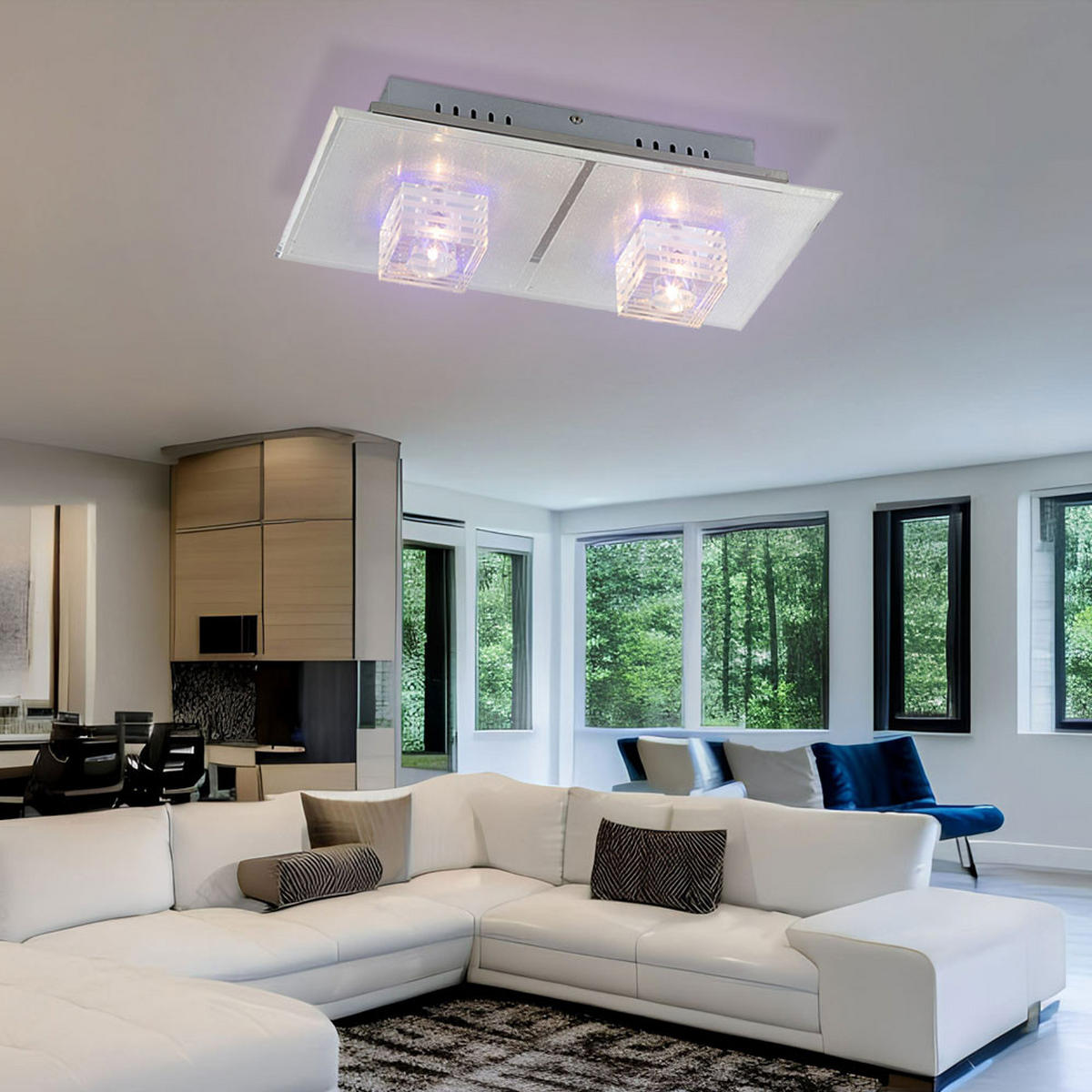 LED DECKENLEUCHTE Arctic Chrom Silber - Silberfarben, Glas (40/20.5/12.5cm) - Globo Lighting