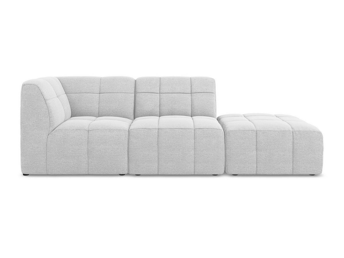ECKSOFA Rechts Bouclé Stoff Grau - Silberfarben/Schwarz, Holzwerkstoff/Kunststoff (240/90cm) - Makamii