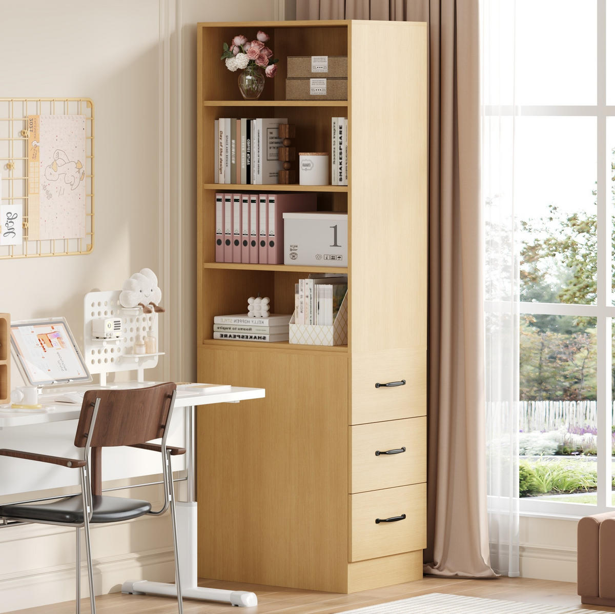 HIGHBOARD 60/180/38 cm Eiche aus Spanplatte mit Seitenschubladen - Eichefarben, Holzwerkstoff (38/180/60cm) - OKMYHOME