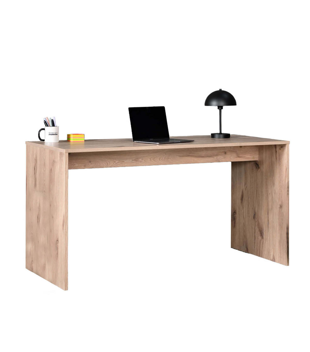 SCHREIBTISCH Der Produktive - Eichefarben, Holzwerkstoff (65/145/77cm) - Mokebo