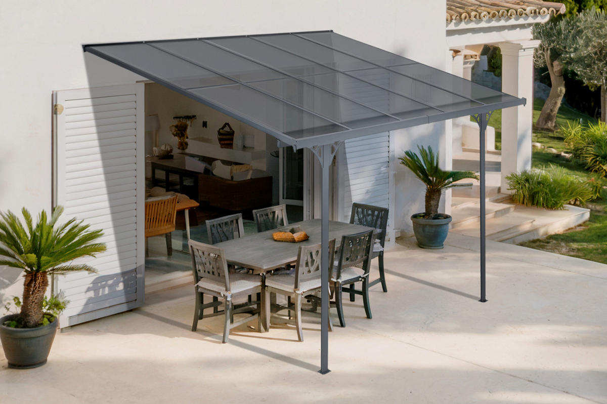 PERGOLA / CARPORT Kleo Grau 3m x 3m - Grau, Metall (313/270/300cm) - Cazeboo