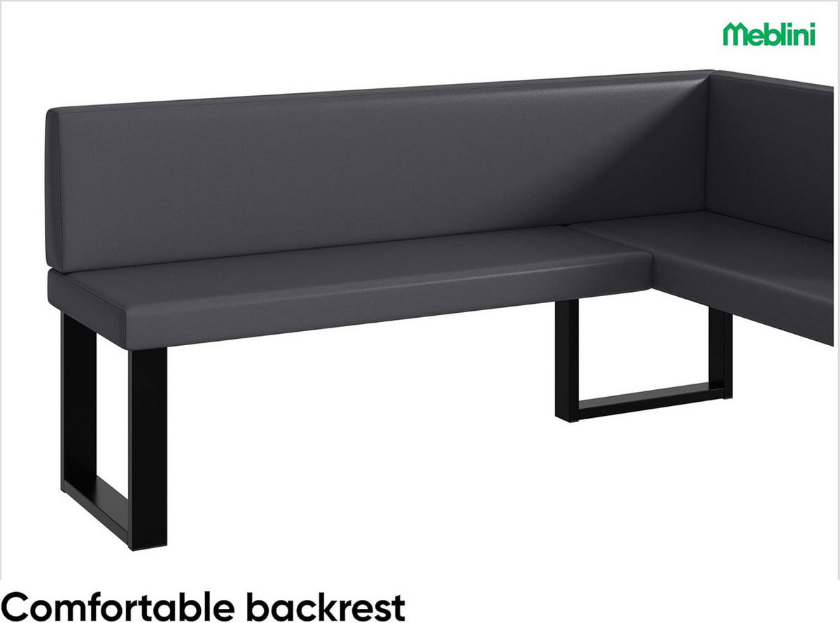 ECKBANK TONI_U - Grau, Leder (128/168cm) - Meblini