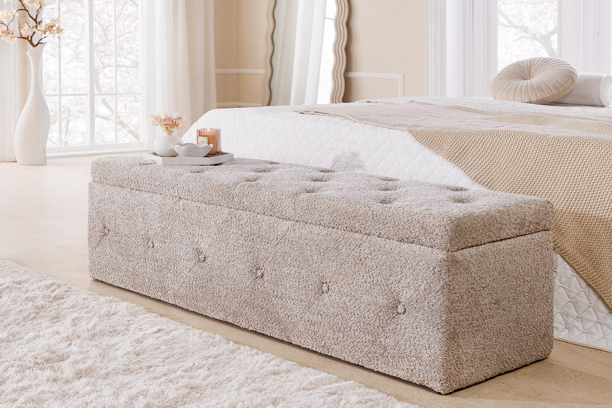 SITZBANK EXTRAVAGANCIA Bouclé Greige 140 cm - Greige, Textil (140/40/40cm) - riess-ambiente