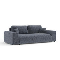 3-SITZER-SOFA Zanzibar Marineblau Webstoff - Schwarz/Dunkelblau, Holz/Holzwerkstoff (213/79/108cm) - Maison de Reve