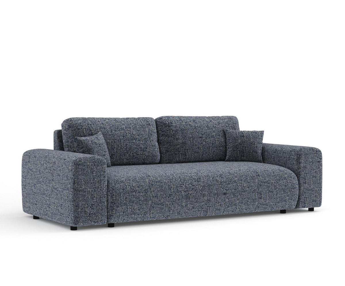 3-SITZER-SOFA Zanzibar Marineblau Webstoff - Schwarz/Dunkelblau, Holz/Holzwerkstoff (213/79/108cm) - Maison de Reve