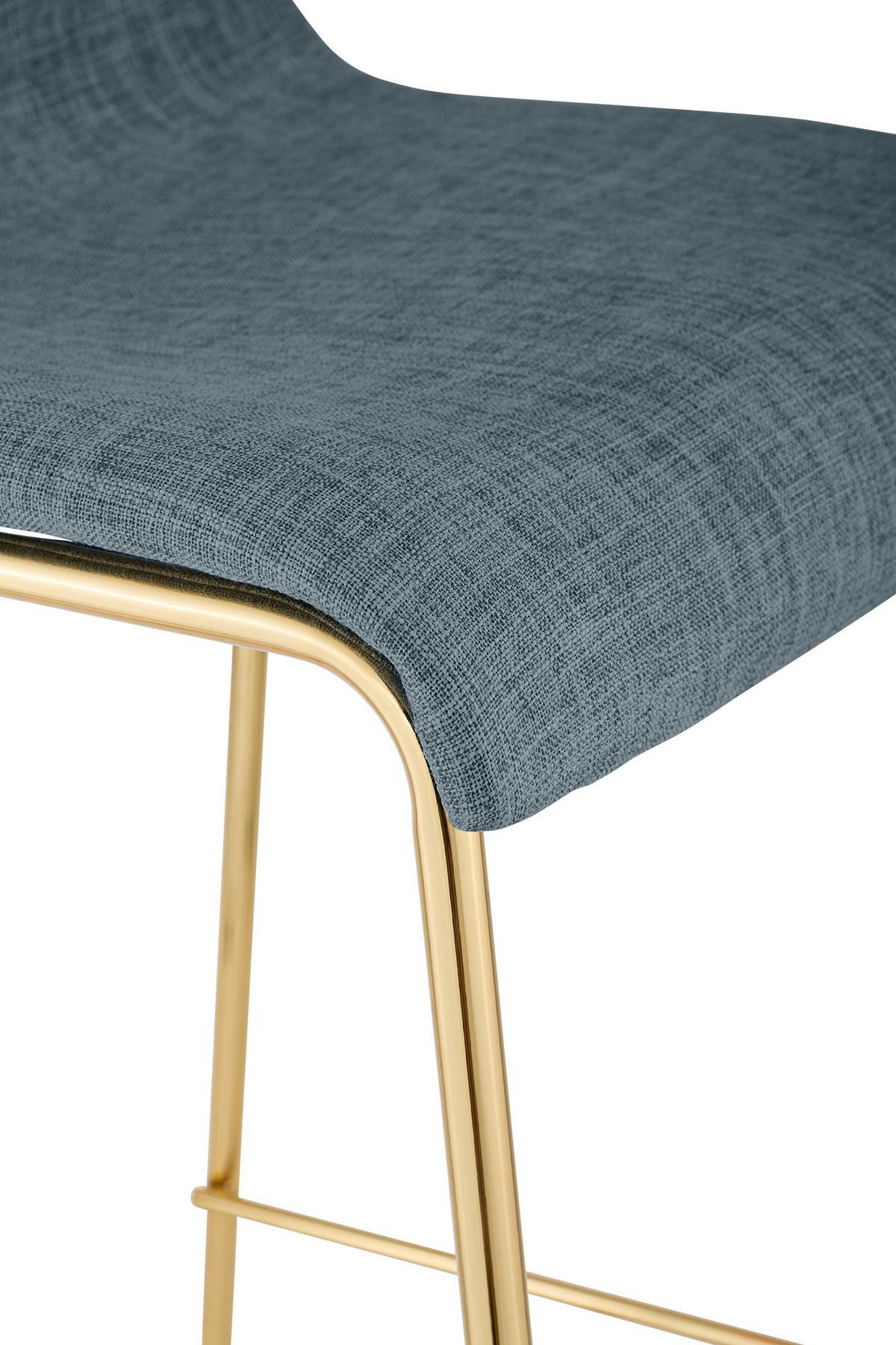 BARHOCKER Stoff Blau - Blau/Goldfarben, Textil/Metall (43/100/48cm) - CLP