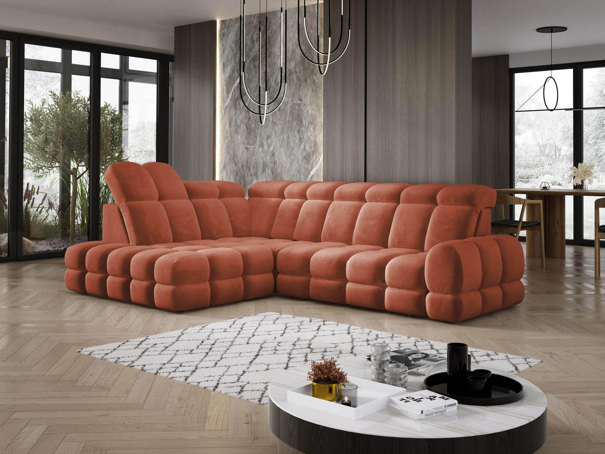 ECKSOFA TOLLO Salvador-stoff L-form 302x217x105 cm rustikal - Wildeiche, Holz/Textil (302/217cm) - DomoHome