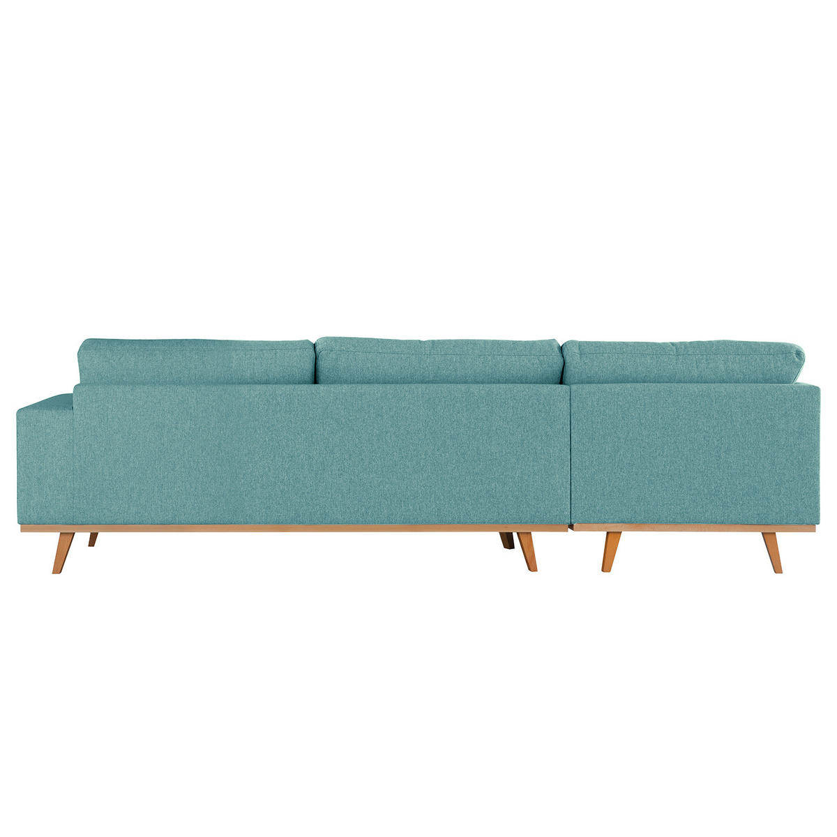ECKSOFA mit Longchair - Buchefarben/Petrol, Buchenholz/Textil (281/153cm) - home24