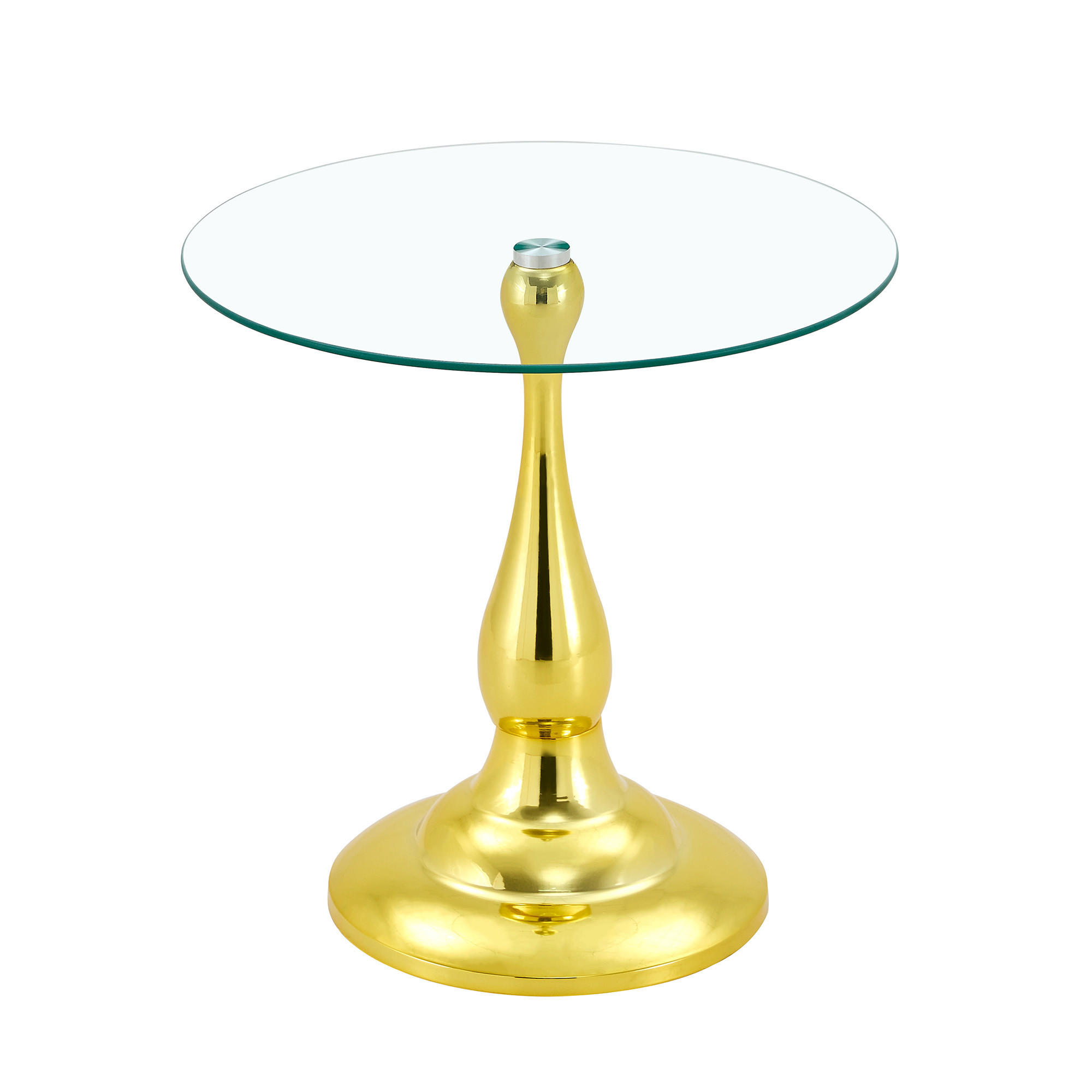 BEISTELLTISCH DE-37360 rund mit Glasplatte und geschwungenem Sockel Gold - Goldfarben, Metall (50/50/51.5cm) - ComfortXL