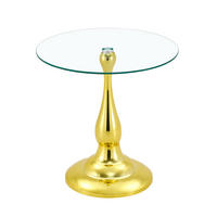 BEISTELLTISCH DE-37360 rund mit Glasplatte und geschwungenem Sockel Gold - Goldfarben, Metall (50/50/51.5cm) - ComfortXL
