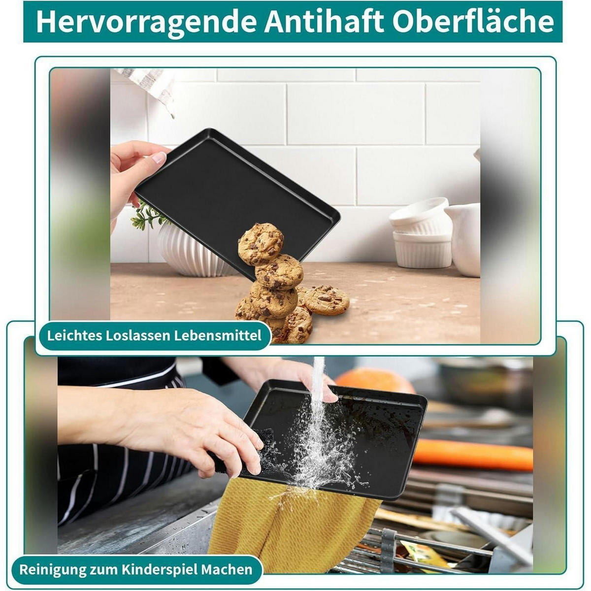 BACKBLECH 2er Set Karbonstahl 23,7 cm - Schwarz, Metall (17.7/2.5/23.7cm)