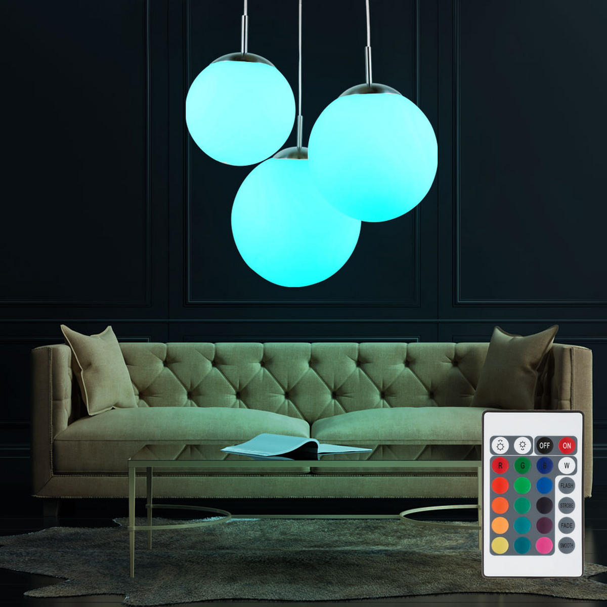 LED HÄNGELEUCHTE JOEL Weiß Glas - Weiß, Glas (52/52/80cm) - Globo Lighting