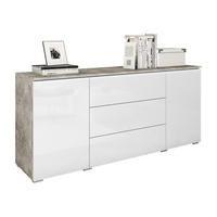 SIDEBOARD Vera 150 - Weiß Hochglanz/Hellgrau, Holzwerkstoff (150/66/40cm) - MIRJAN24