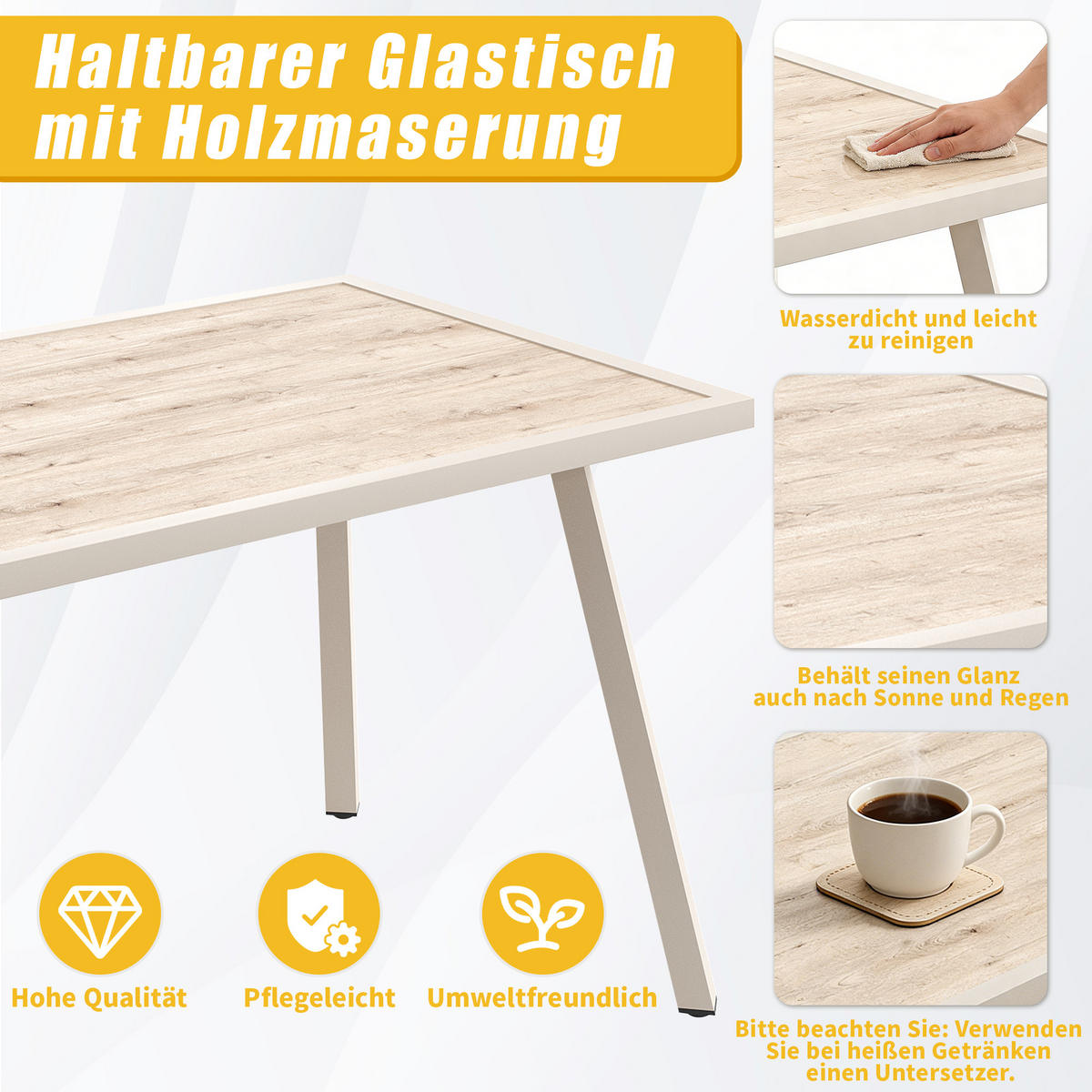 GARTENSET L-Form 8 Personen Beige Inkl. Tisch & 2 Sesseln - Beige, Metall - FLIEKS