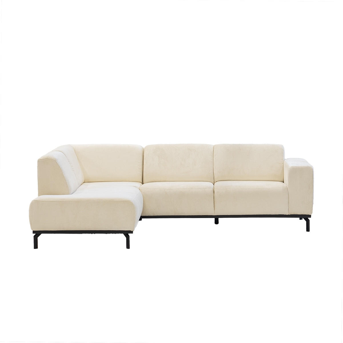 3-SITZER-ECKSOFA mit Ecke auf der linken Seite aus Stoff, beige - Beige, Metall (256/188cm) - Giga Meubel
