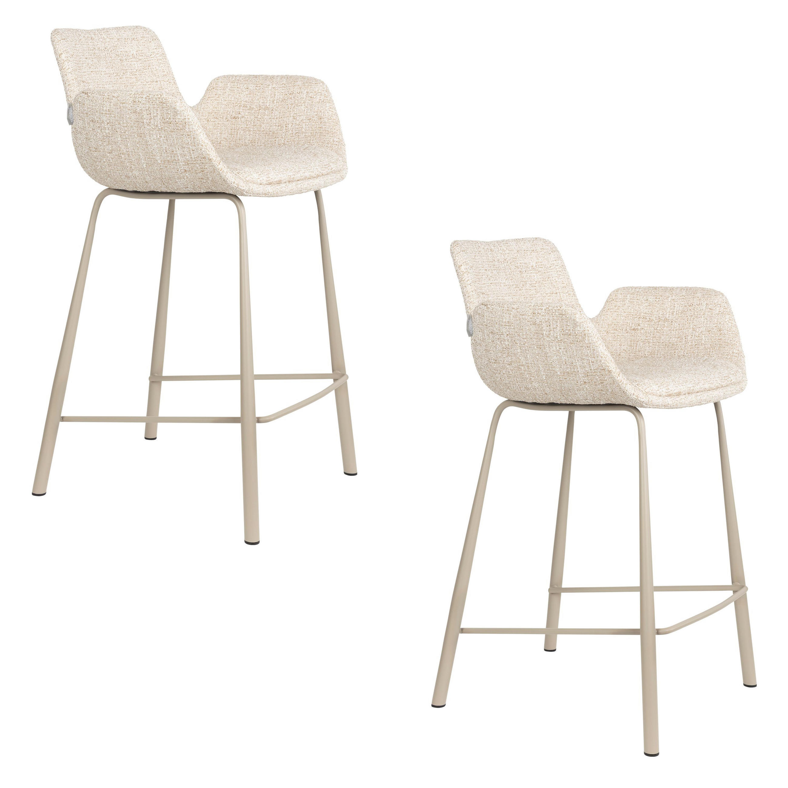 BARHOCKER Brit Rückenlehne 67,5 cm Beige - 2 er Set - Beige, Kunststoff (57/91.5/54cm) - Zuiver