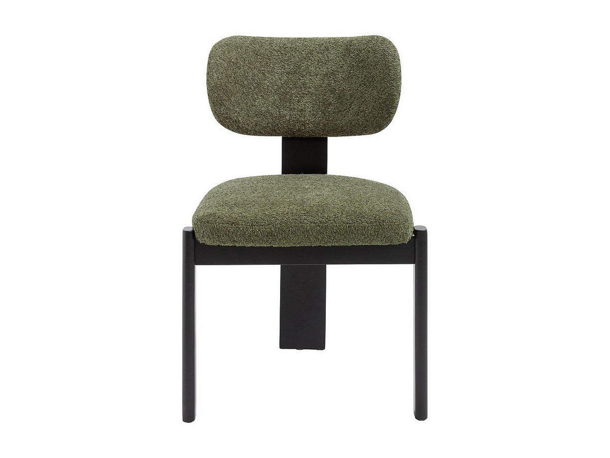 STUHL 6er-Set - Bouclé-Stoff & Kautschukholz -Schwarz & Khaki - WILANA - Grün, Textil (60/85/56cm) - Vente-Unique