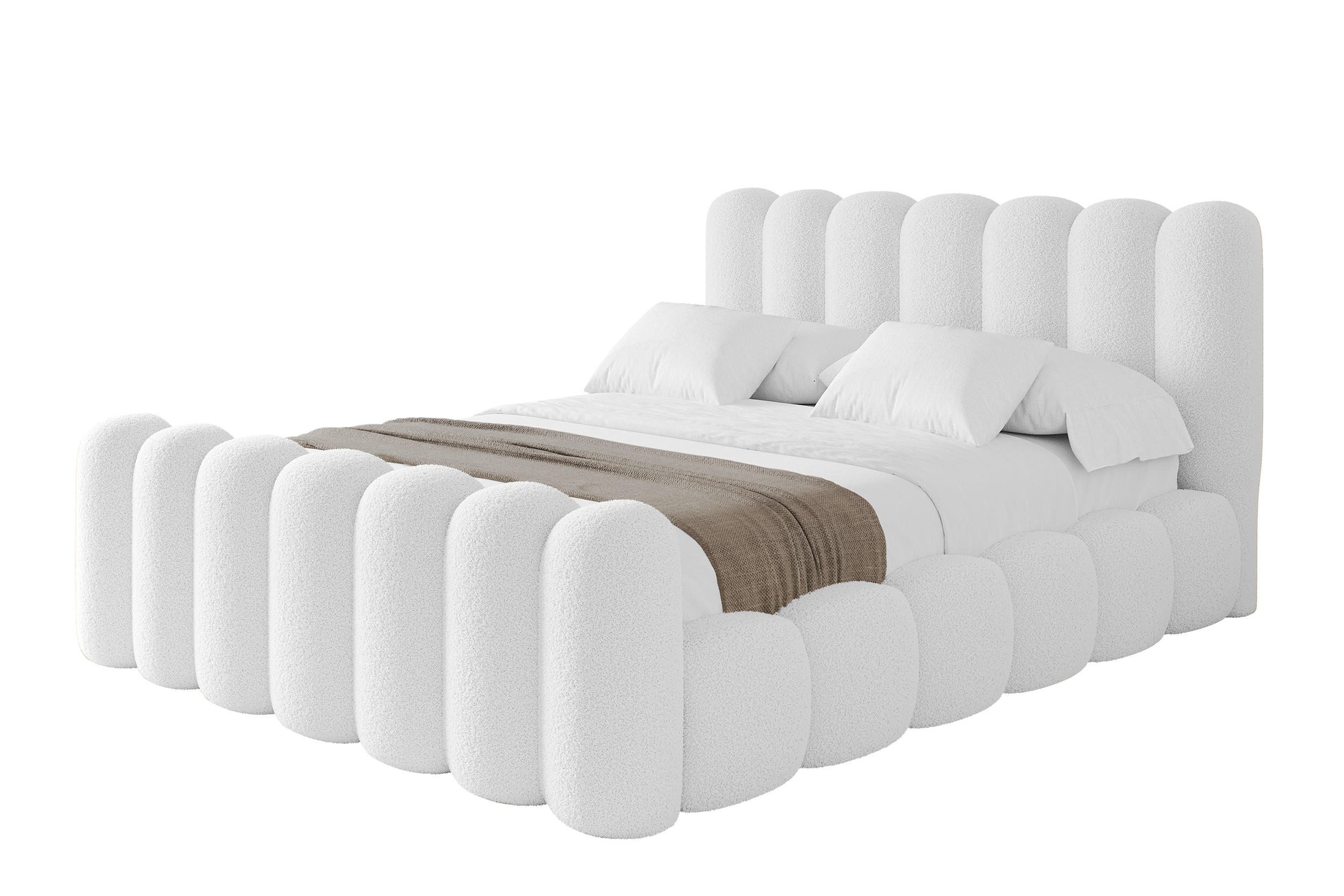 POLSTERBETT mit Bettkasten, Fußteil und Lattenrost, Bett mit Matratze H3/H4 - SENA-Z 120x200 Weiß - Weiß, Holzwerkstoff/Textil (120/200cm) - ALTDECOR