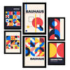 POSTER Set Mit 6 Drucken Im Bauhaus 2 Geometrische Designkollektion Drucke Mit Ästhetische Dekorative Rahmen Für Zuhause A3 & A4 Schwarzer Rahmen - Schwarz, Papier (29/3cm) - Nacnic