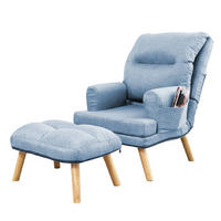 SESSEL Memo mit Fußhocker Rückenlehne 5-stufig einstellbar, hellblau - Hellblau, Kunststoff (107/95/66cm) - Margaret Hadas24