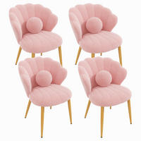 STUHL-SET 4 Stück Muschel-Design, DE-42124, Rosa - Pink, Holzwerkstoff (62.5/83/60cm) - ComfortXL