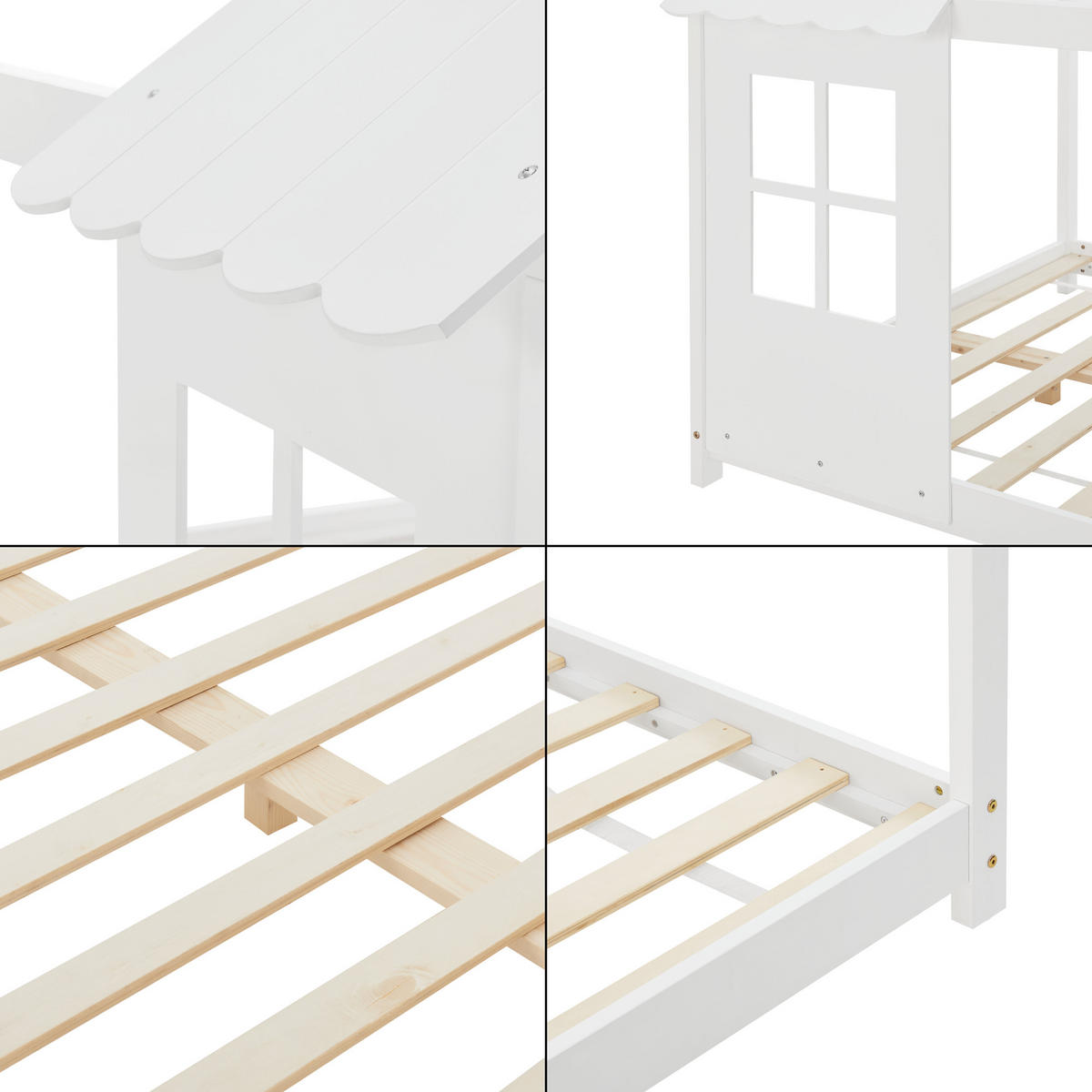 HAUSBETT Tostedt - Weiß, Holz (120/200cm) - [en.casa]