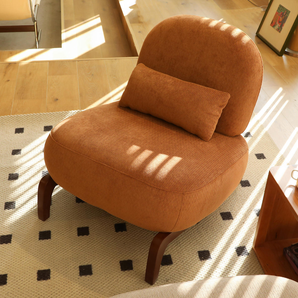 SESSEL Samt Karamell Ohne Armlehnen Massivholzbeine - Cognac, Textil (86.9/69.9/72.1cm) - Urban Meuble