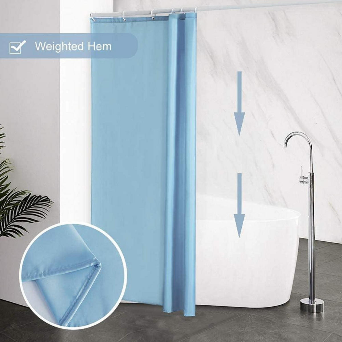 DUSCHVORHANG Hellblau 100 x 200 cm - Hellblau, Textil (100/200cm)