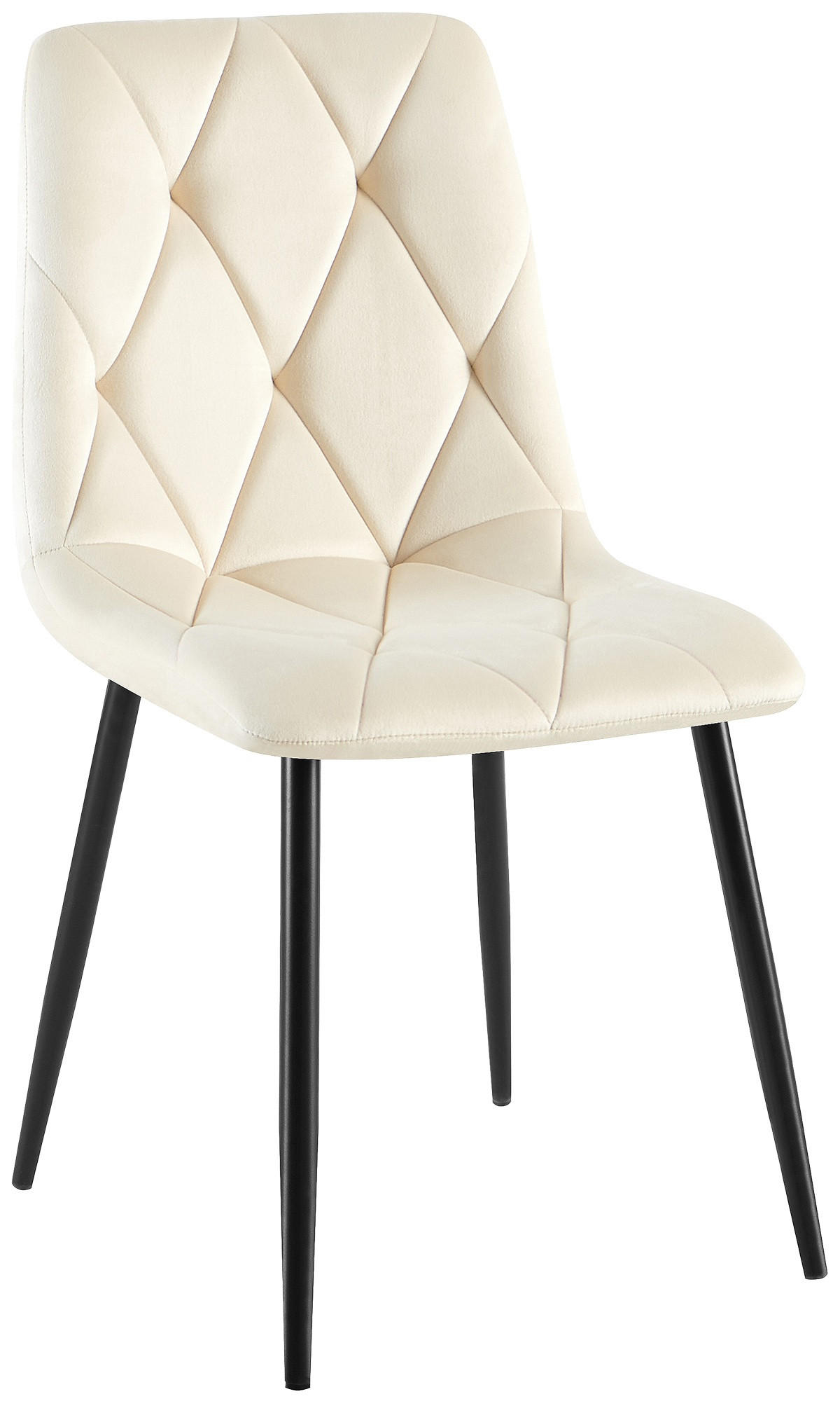 ESSZIMMERSTUHL Samt Creme - Creme/Schwarz, Textil/Metall (45/85/55cm) - CLP