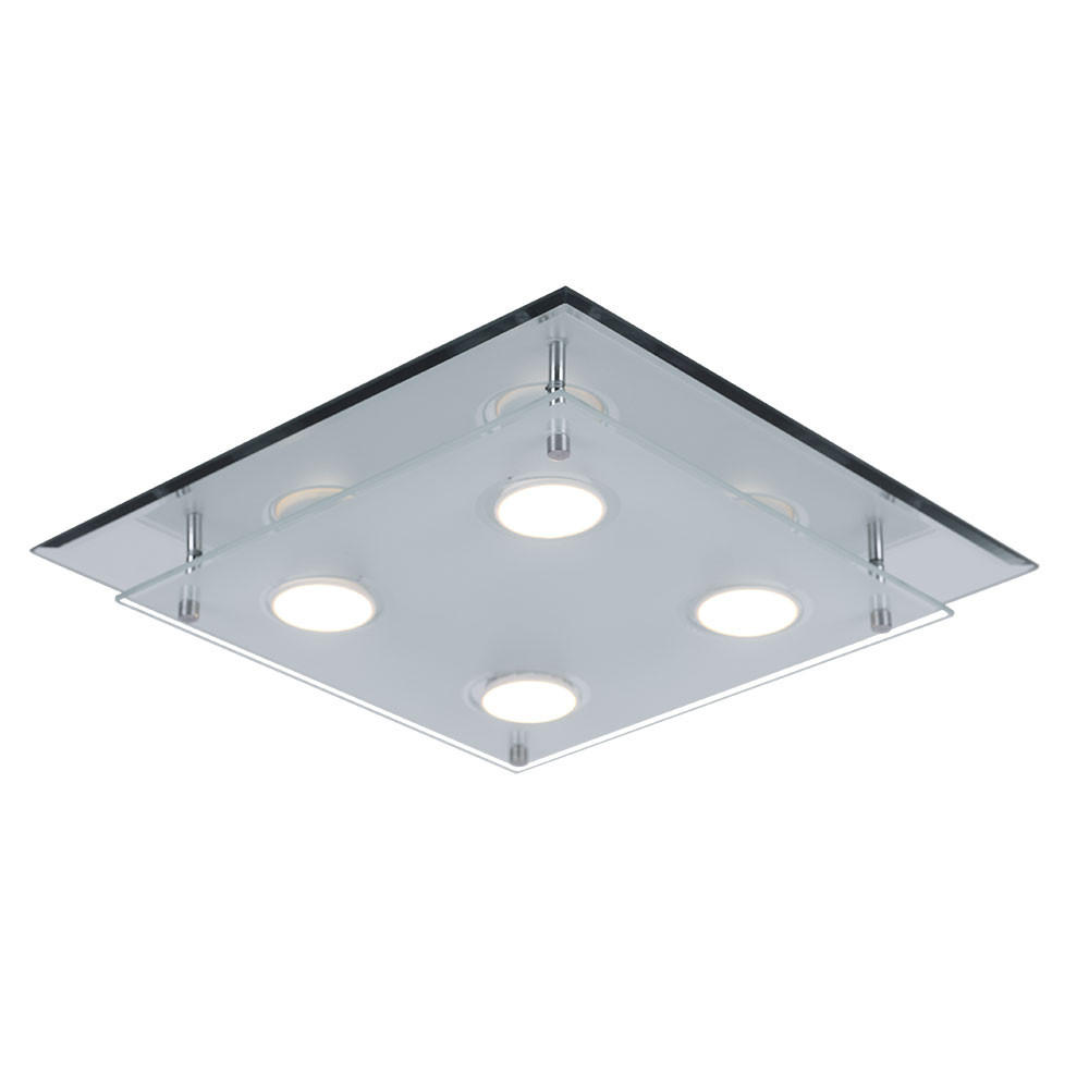 LED DECKENLEUCHTE ARENA Chrom Silber - Silberfarben, Glas (34/34/8cm) - Esto