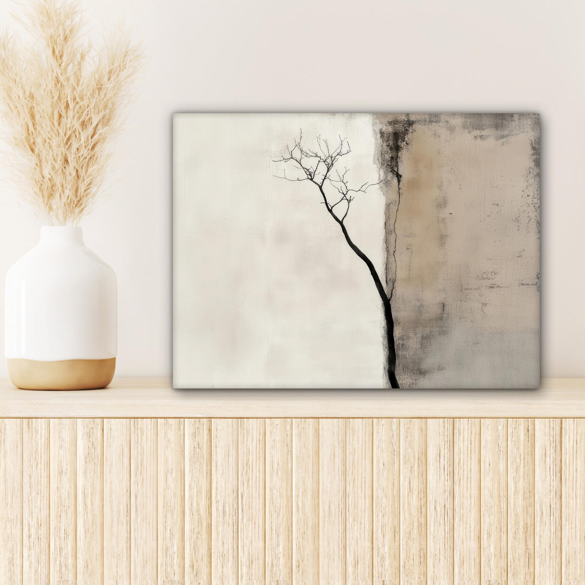 LEINWANDBILD Wabi sabi - Pflanze - Beige 40x30 cm - Taupe, Textil (40/30cm) - MuchoWow