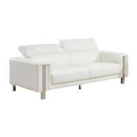 SOFA - 3 Personen - kunstleder - weiß Maroua - Weiß, Leder/Metall (202/87/100cm) - Vente-Unique
