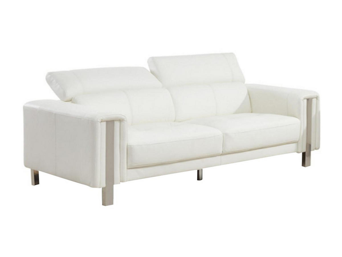COUCHGARNITUR - 5 Personen - kunstleder - weiß Maroua - Weiß, Leder/Metall (202/87/100cm) - Vente-Unique