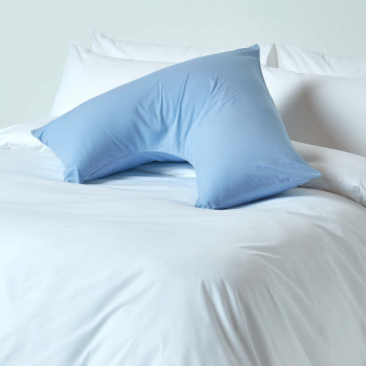 KISSENBEZUG für V-Form-Kissen, Perkal, Fadendichte 200 - Blau, Textil (38/76cm) - Homescapes