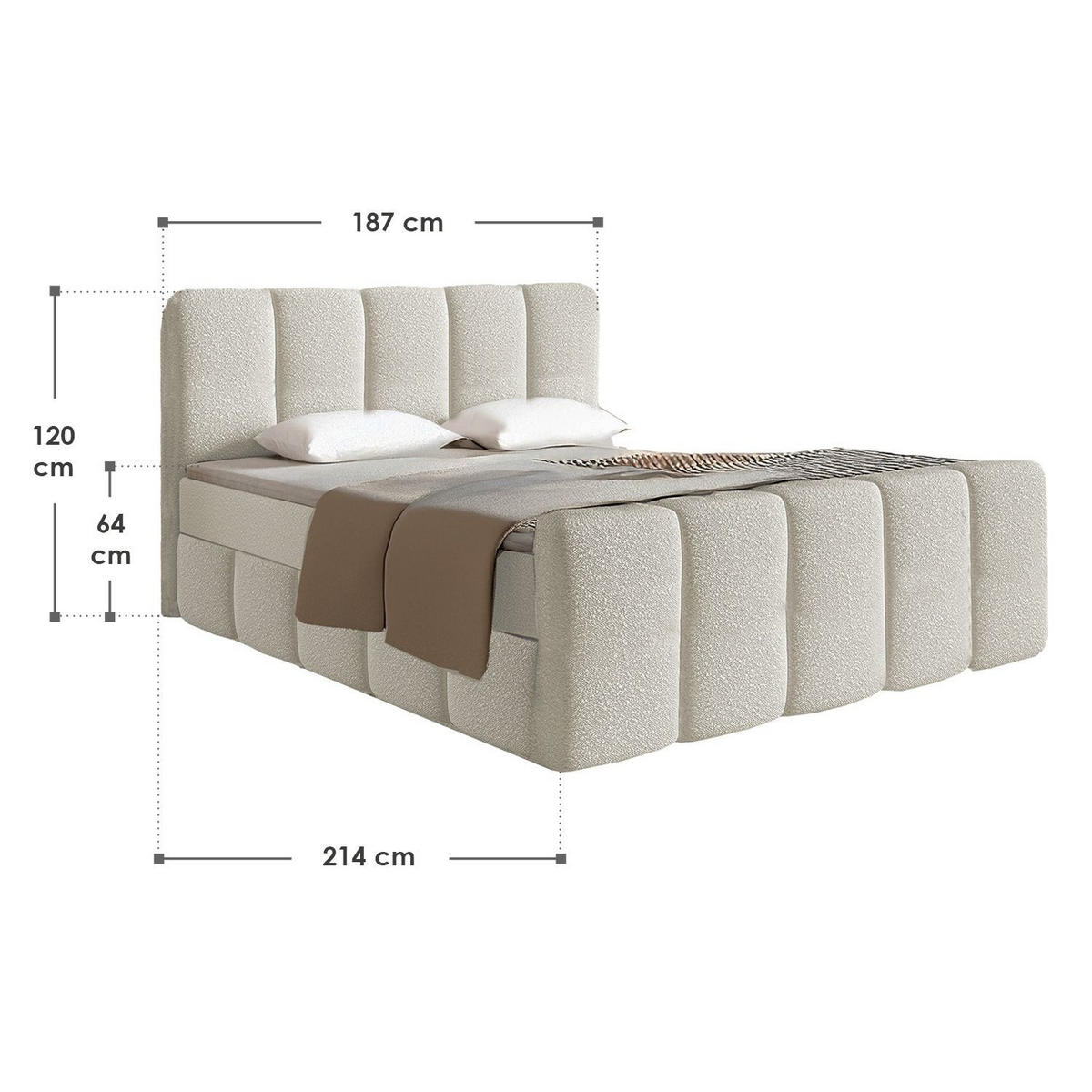 BOXBETT Manitoba 180/200 cm Bouclé Beige - Beige, Textil (180/200cm) - Juskys