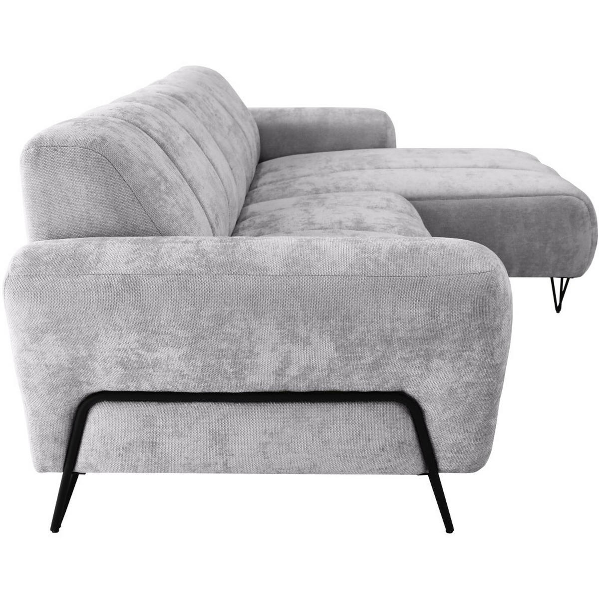 ECKSOFA Volare Mini ohne Schlaffunktion hellgrau rechts, Vega-Stoff - Hellgrau/Schwarz, Textil/Metall (256/165cm) - Beautysofa
