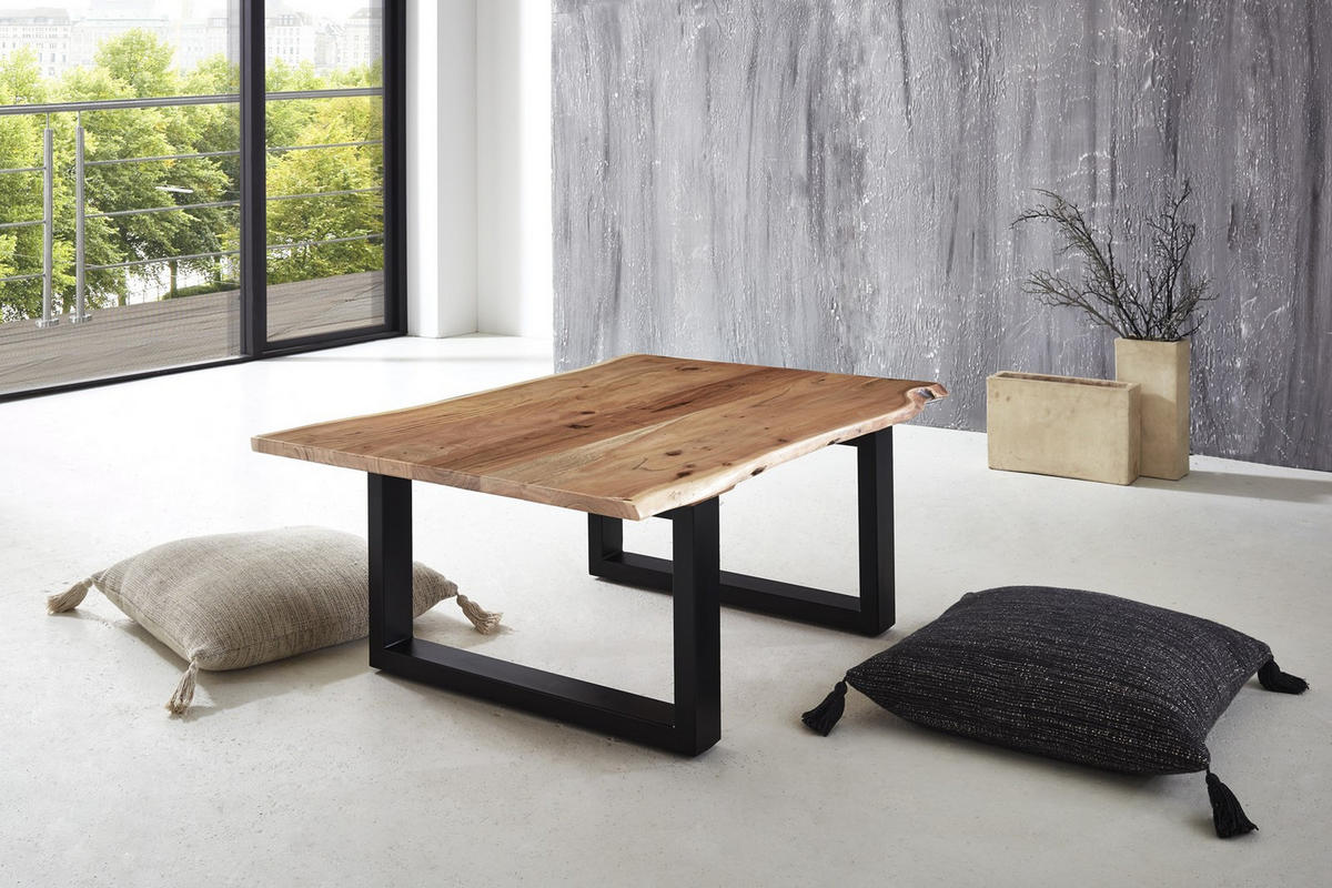 COUCHTISCH LUBIN - Beige/Schwarz, Holz/Metall (80/120/40cm) - SAM