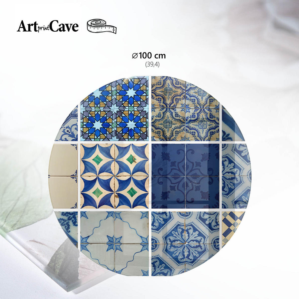 TISCHPLATTE fi100 cm – Mediterrane Muster - Braun, Glas (100/100/0.4cm) - Wallfluent