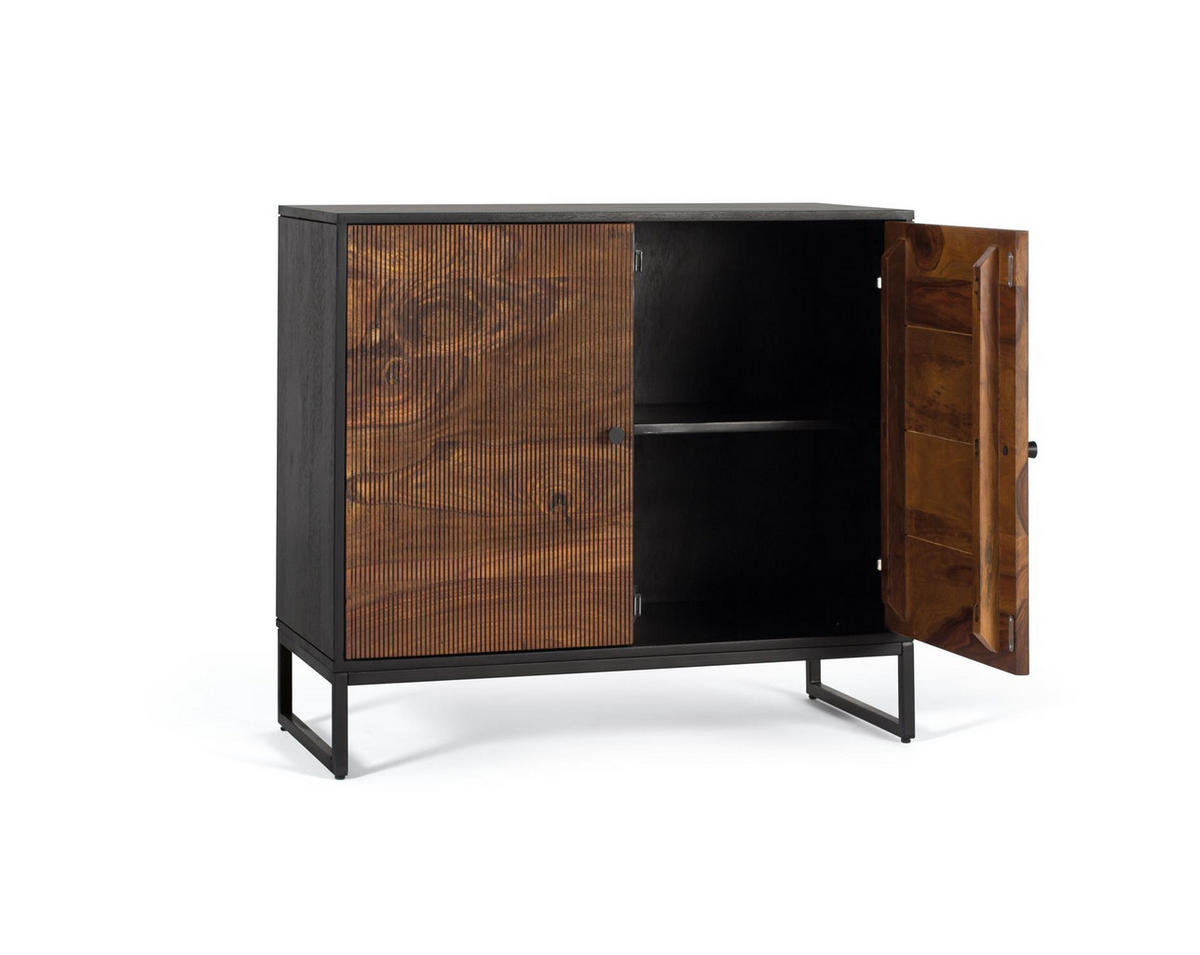 KONSOLE aus Palisander und braune Metallbeine - Schwarz, Holz (40/80/90cm) - Giner y Colomer