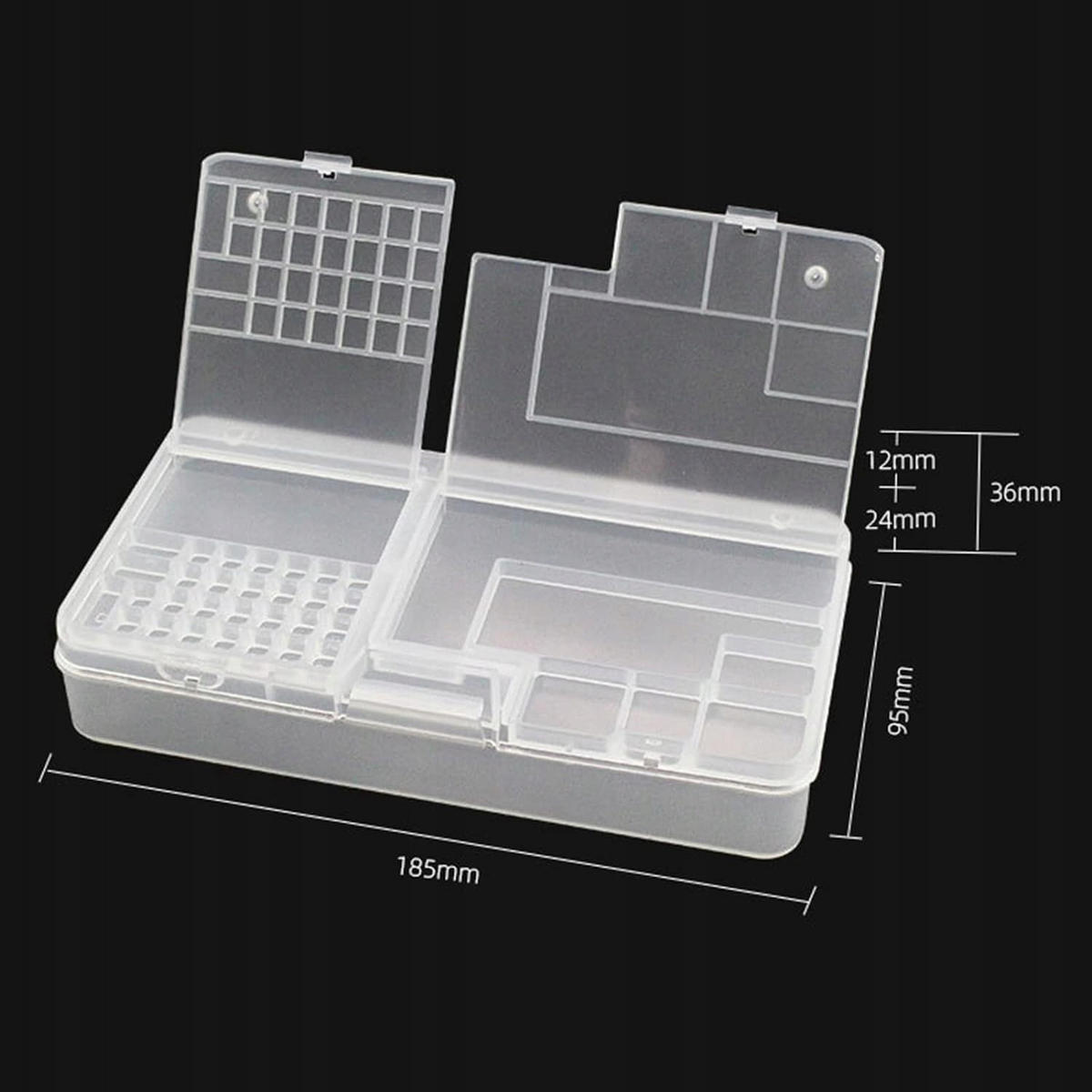 AUFBEWAHRUNGSBOX Universal, Sortierbox für elektronische Bauteile, 2-lagig, PP, transparent, 205 x 100 x 45 mm - Multicolor, Kunststoff/Metall (4/10/19cm)