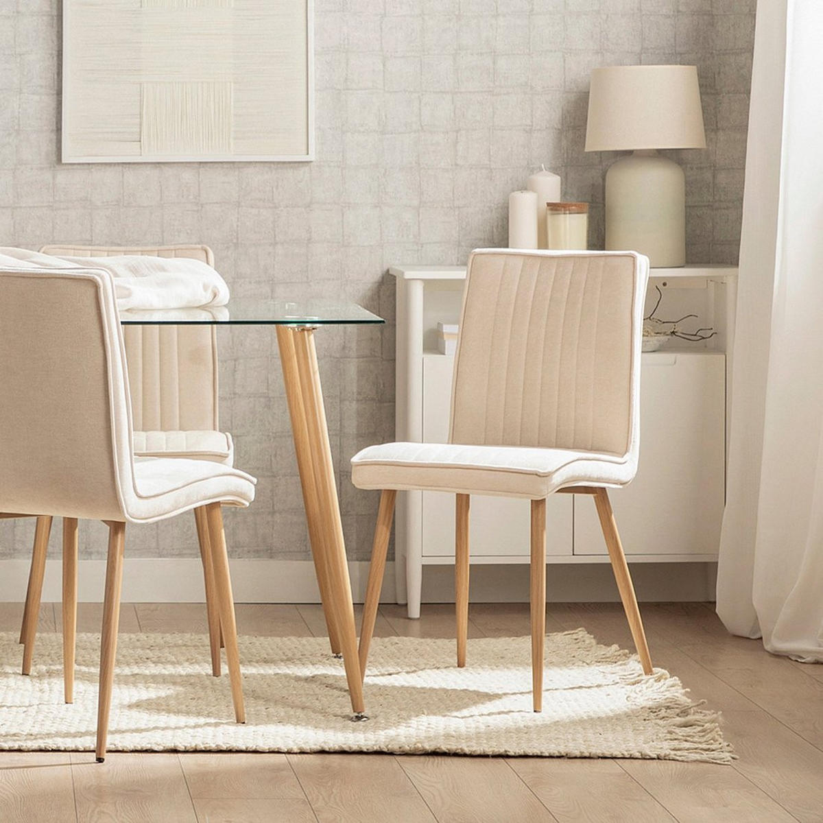 ESSZIMMERSTUHL Mika Beige 44 cm x 86 cm - Beige, Textil (44/86/57cm) - Klast Home