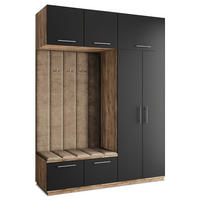GARDEROBENSCHRANK REMA 180/240/60 cm Modern Garderobe-Set Eiche Lefkas - Eichefarben/Beige, Holzwerkstoff (180/240/60cm) - MASSENO