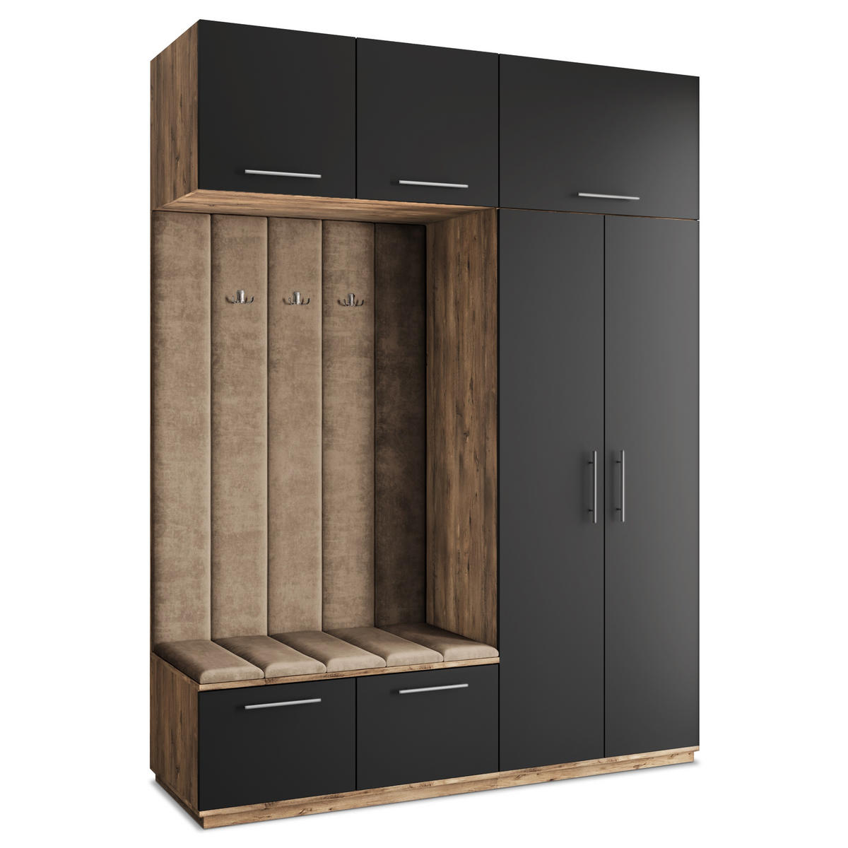 GARDEROBENSCHRANK REMA 180/240/60 cm Modern Garderobe-Set Eiche Lefkas - Eichefarben/Beige, Holzwerkstoff (180/240/60cm) - MASSENO