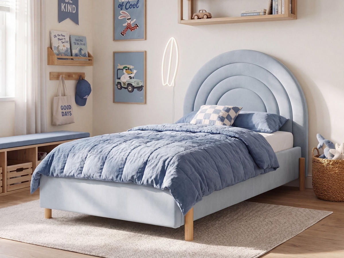 PAT TAPIȚAT 90/200cm albastru deschis Anet - albastru deschis, material textil (90/200cm) - Beliani