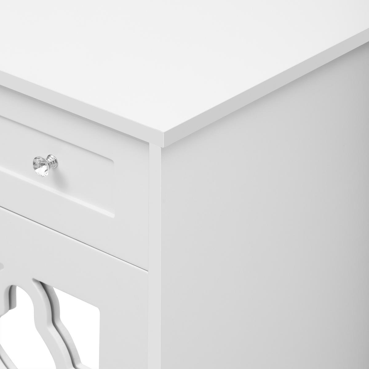 SIDEBOARD 140/40/83 cm, 4 Spiegeltüren, 2 Schubladen, MDF weiß, mit kristallförmigen Griffen, Weiß - Weiß, Holzwerkstoff (140/83/40cm) - Redom